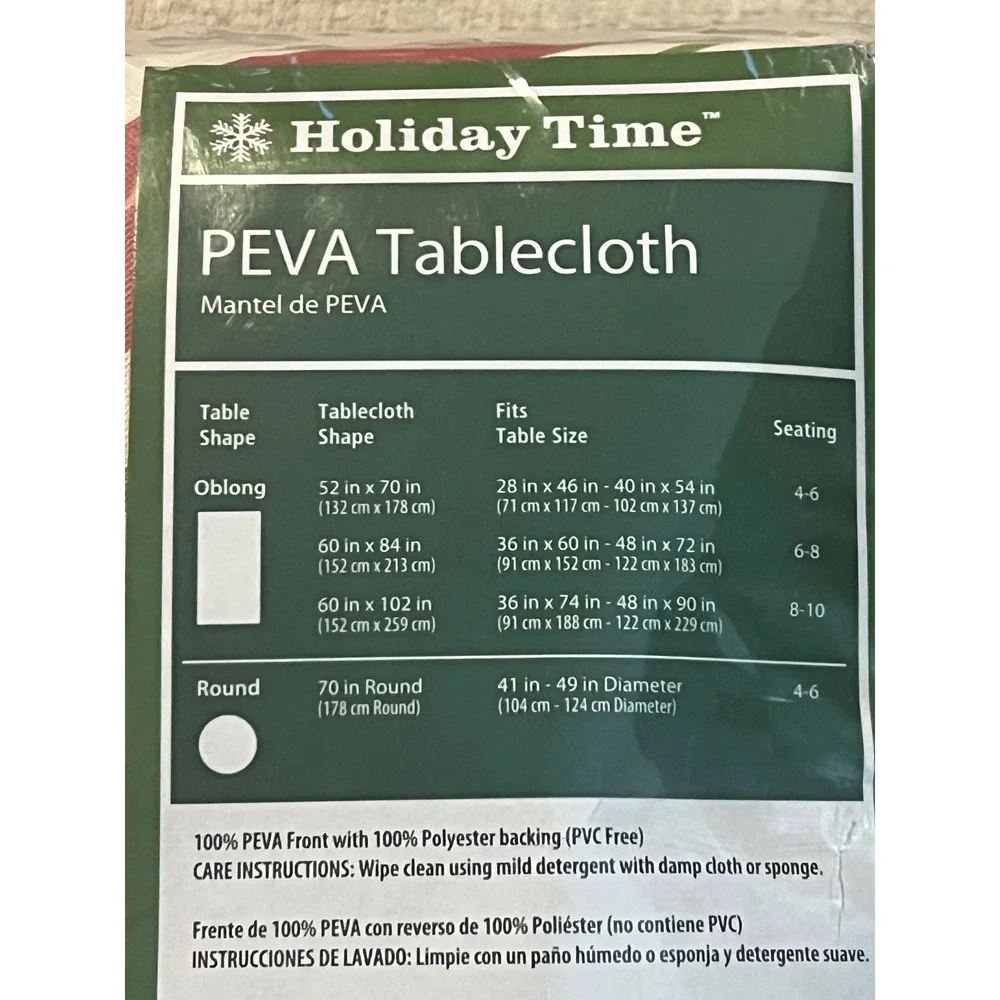 Holiday Time PEVA‎ Tablecloth Red Green White Stripe Oblong 60x84 Christmas NEW
